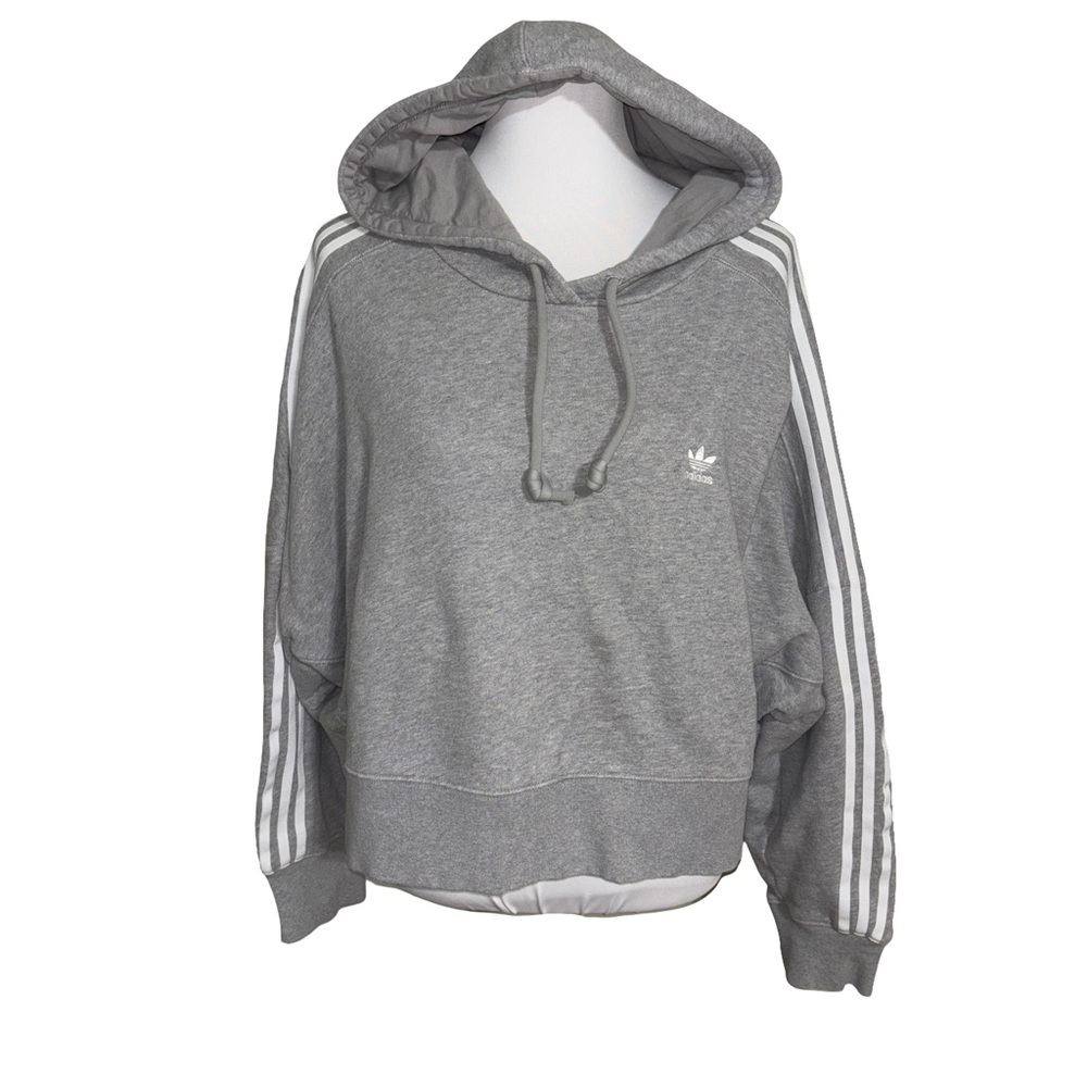 Adidas Womens Gray Hoodie with Stripes